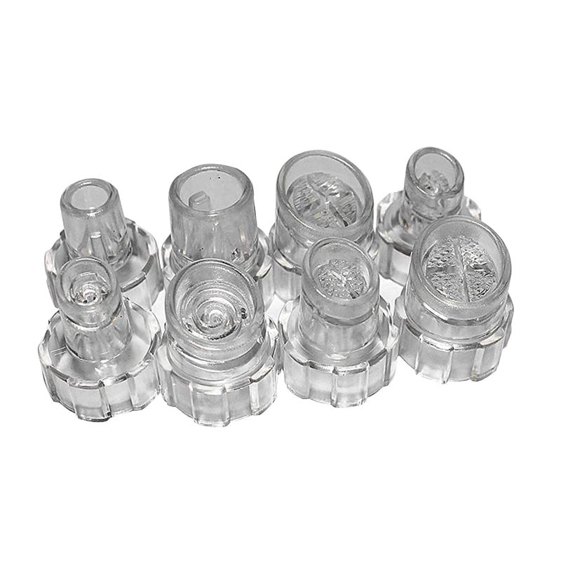 Elitzia Plastic Hydro Dermabrasion Microderma Heads Hydro Facial Aqua Peel Tips Water Peeling Caps Facial Care Skin Cleaning Tool Beauty Machine Replacement Spare Parts 8pcs Per Set Transparent